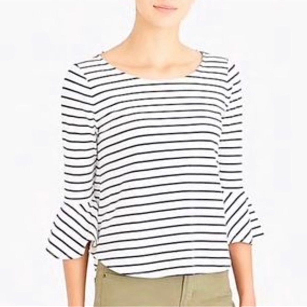 J Crew Factory Striped Bell Sleeve Knit Top